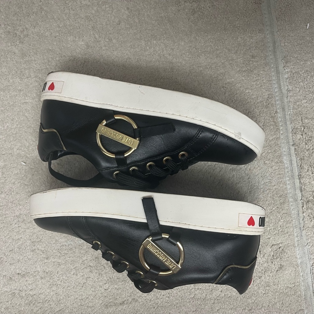 Love Moschino Black Sneakers with Gold Rings